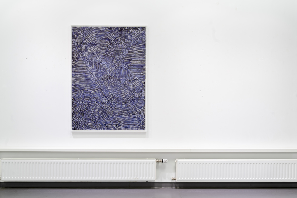 shift blauschwarze Linien Tuschezeichnung von Doris Scheuermann